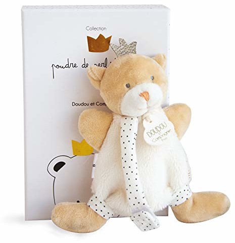Doudou et Compagnie Doudou et Compagnie DC3512 BEAR SMALL KING - przytulanka z klipsem na smok, beżowa
