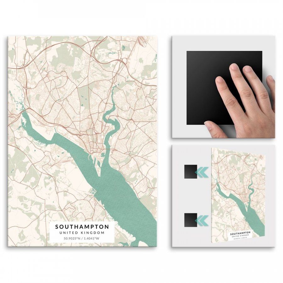 Pix4home Plakat metalowy Mapa Vintage Southampton L POS-L-04205