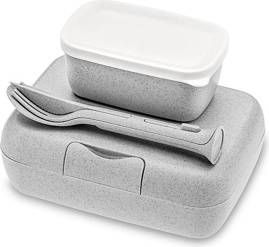 Koziol Pojemniki na lunch Candy Ready Organic szare ze sztućcami 3 el. 3272670