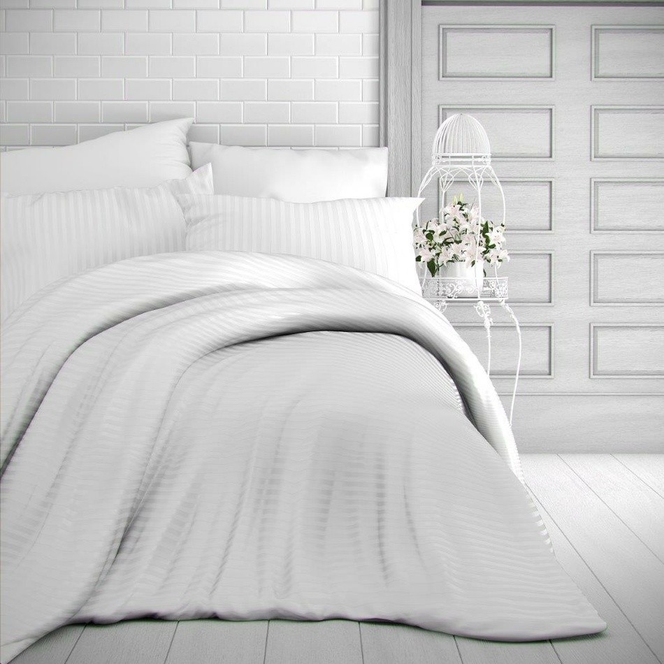 Kvalitex Pościel satynowa Stripe biały, 240 x 220 cm, 2 szt. 70 x 90 cm, 240 x 220 cm, 2 szt. 70 x 90 cm