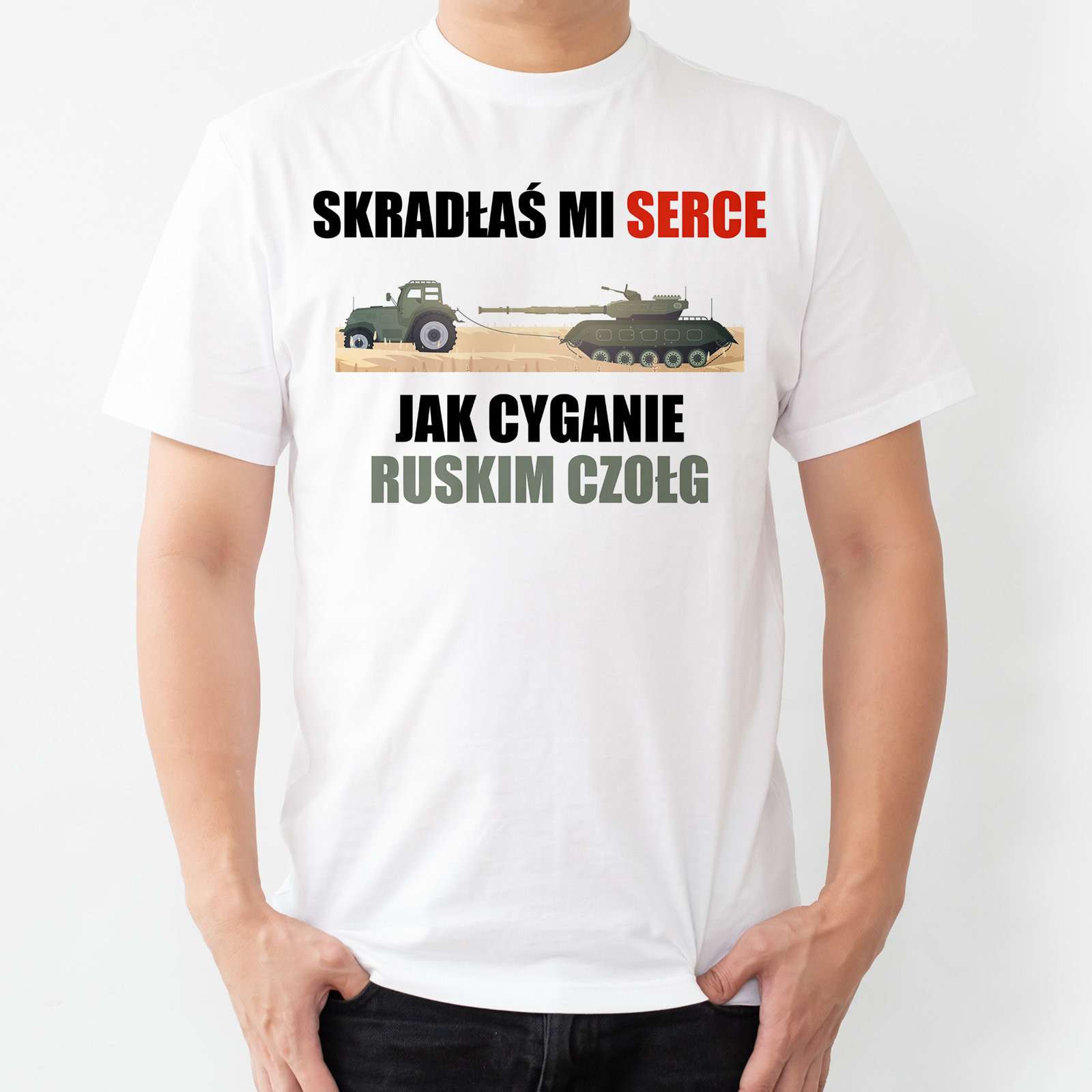 Poczpol Skradłaś mi serce, jak cyganie Ruskim czołg - koszulka męska 43083-A