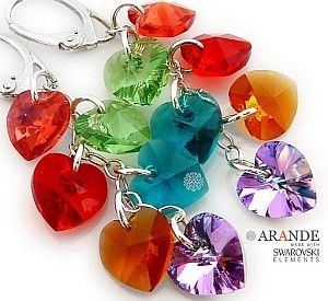 Swarovski Długie Kolczyki Srebro Serce Certyfikat