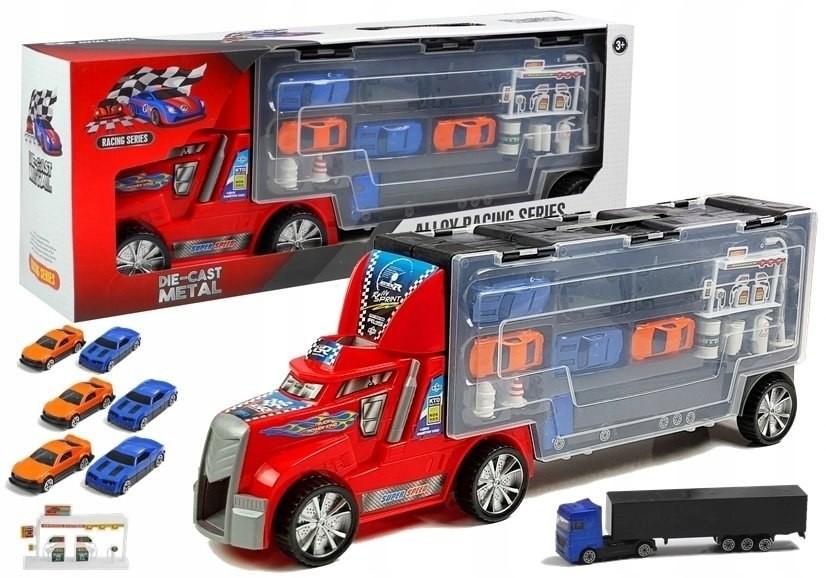 Import LEANToys Tir Ciężarówka z Autkami Sorter Resoraki Akcesoria 4413