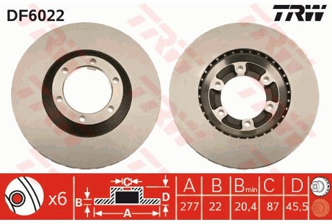 TRW Tarcza hamulcowa DF6022