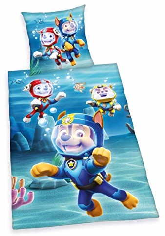 Herding PAW Patrol komplet pościeli, dwustronny motyw, poszewka na kołdrę 140 x 200 cm, poszewka na poduszkę 70 x 90 cm, bawełna renforcé