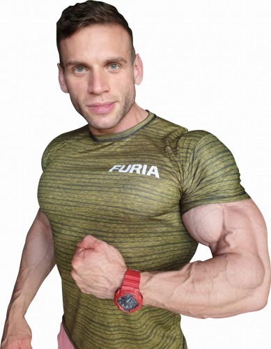Furia Koszulka termoaktywna paski zieleń męska