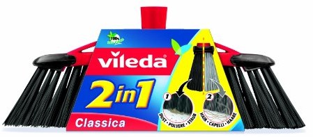 Vileda 141460 2-in-1 szczotka do pokoju Classica  połączenie dwóch włosiem  idealnie nadaje się na usuwanie kurzu i sierści  czysta półki z jednym zamachowego, 1 - opakowanie 141460