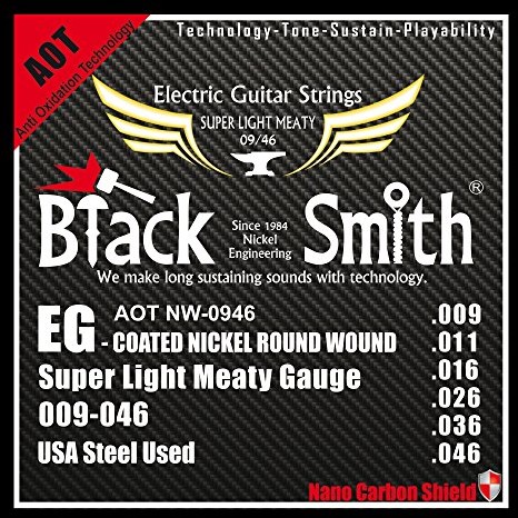 Blacksmith Black Smith 9  46 Drumhead zestaw strun do gitary elektrycznej Electrique 9-46 Coated