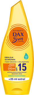 DAX Cosmetics Sun Emulsja ochronna z masłem kakaowym i olejem arganowym SPF15, 175 ml 5900525053428