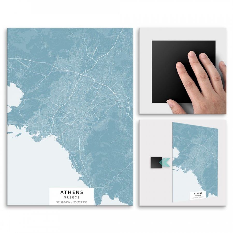 Pix4home Plakat metalowy Mapa Lazur Ateny M POS-M-02182
