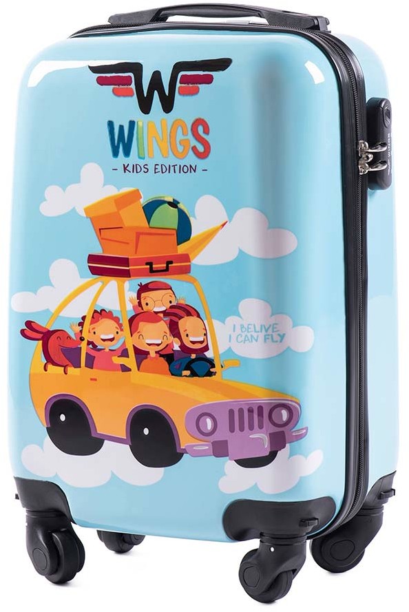 Wings Mała walizka kabinowa dziecięca CAR 25L niebieska P1616