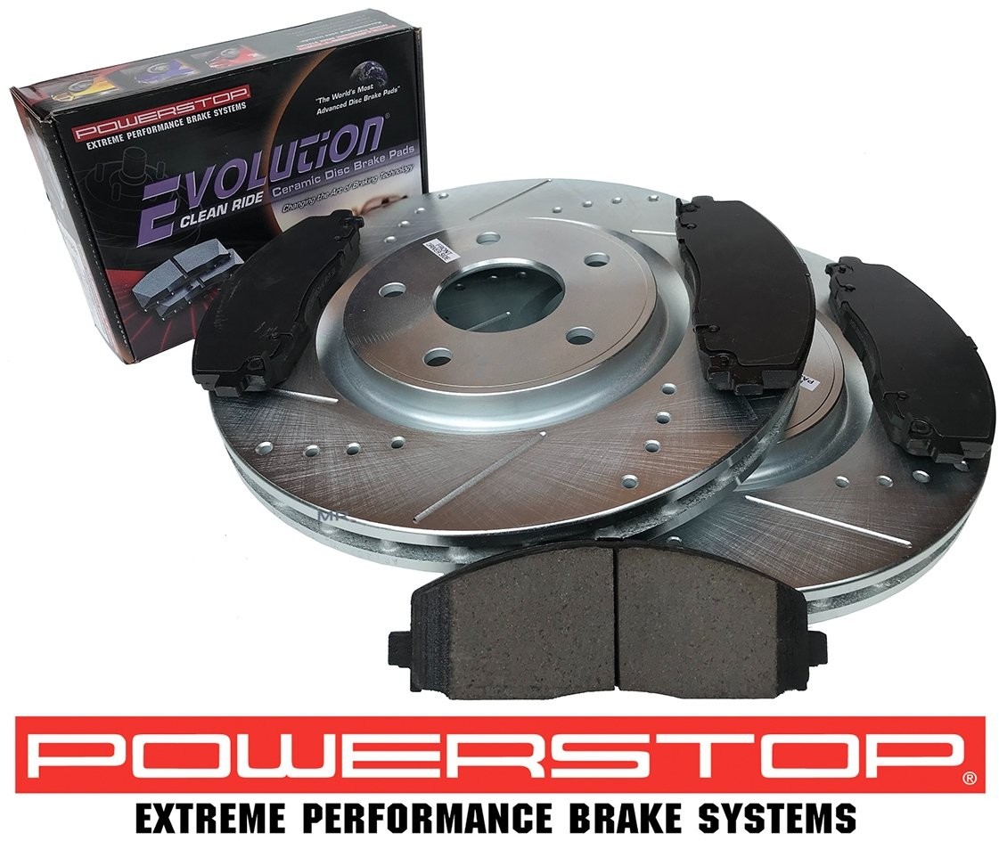 POWERSTOP Przednie klocki + WIERCONE tarcze hamulcowe 330mm POWERSTOP Dodge Caravan 2012 AR83081XPR+16-1589