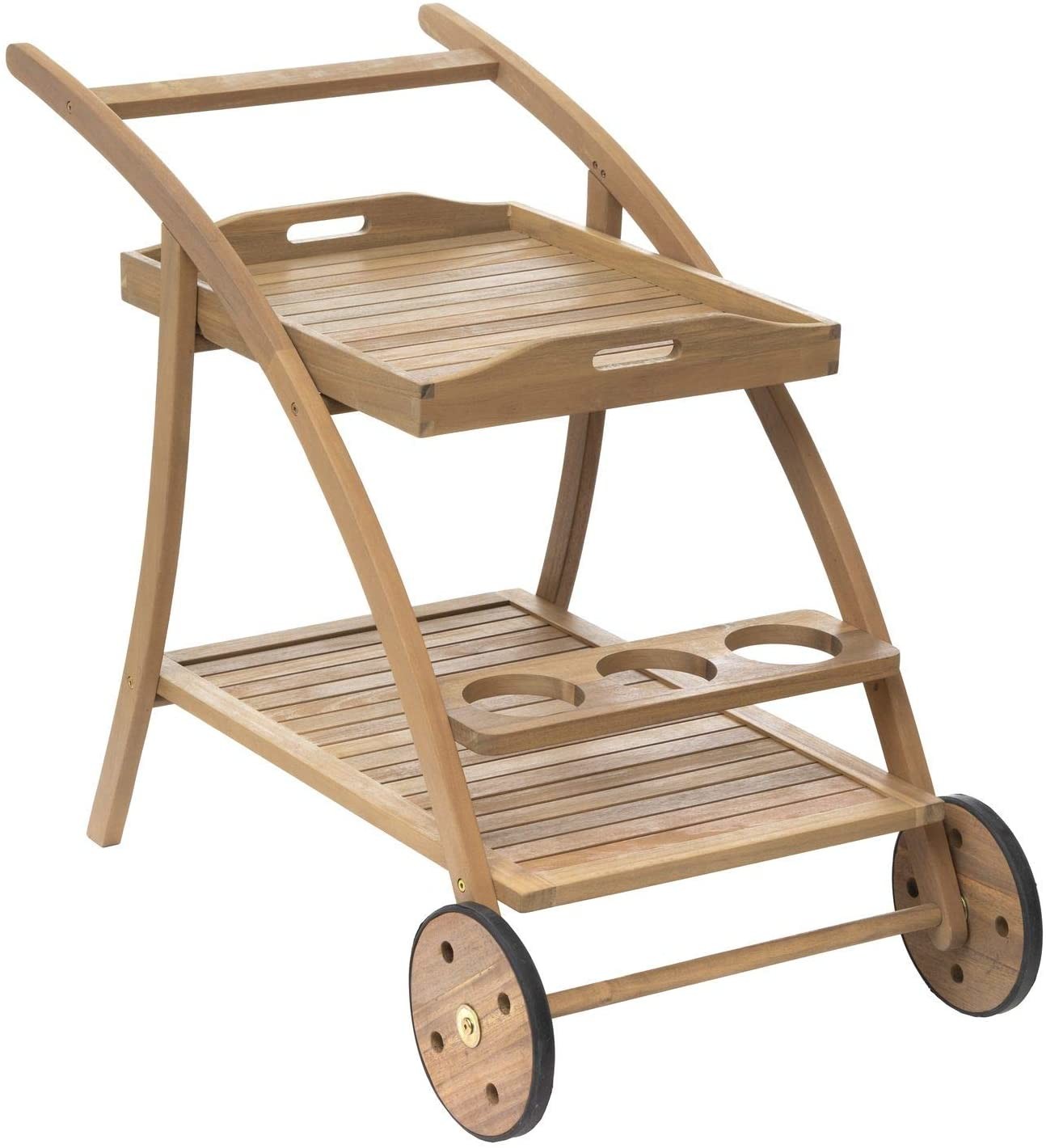 Barek ogrodowy na kółkach TIWI ze zdejmowaną tacą drewno akacjowe 165283