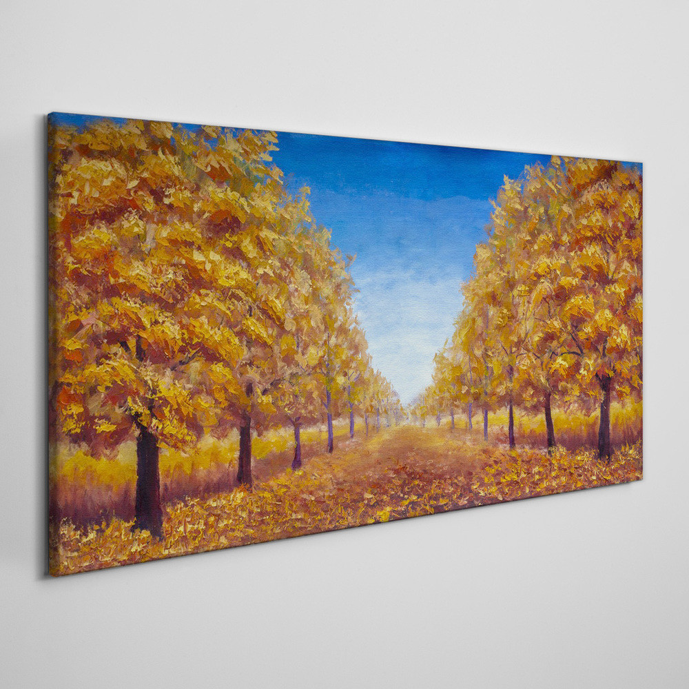 PL Coloray Obraz Canvas Malarstwo Drzewa Jesień 120x60cm