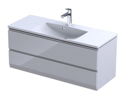 Oristo Szafka wisząca BRYLANT UNI 120 cm z umywalką AMELIA BIAŁY POŁYSK OR36-SD2S-120-1-V3 + UME-AM-120-92-C