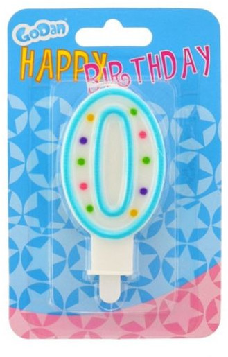 GoDan Świeczka urodzinowa cyferka 0 z kropeczkami
