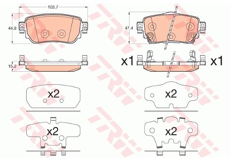 TRW Zestaw klocków hamulcowych, hamulce tarczowe GDB3617
