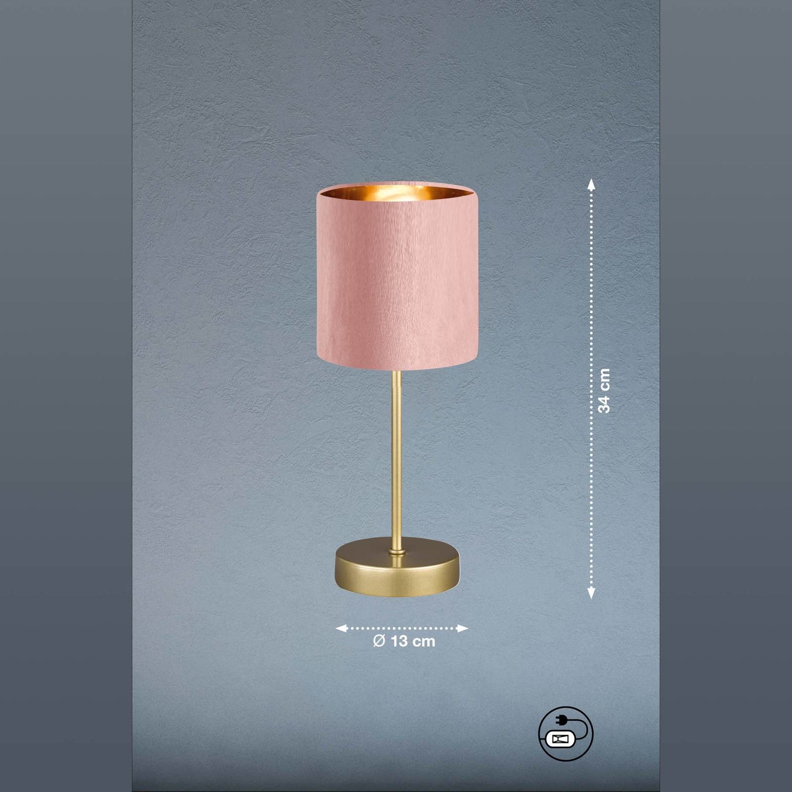 Fischer&Honsel Lampa stołowa Aura, podstawa złota, klosz różowy