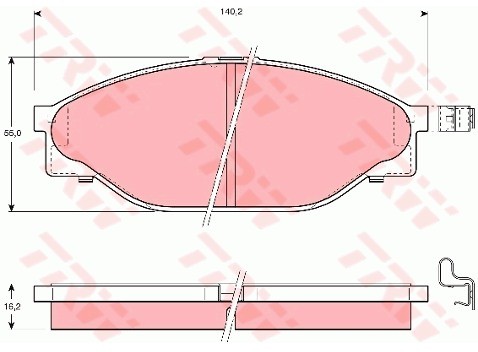 TRW Zestaw klocków hamulcowych, hamulce tarczowe GDB3109