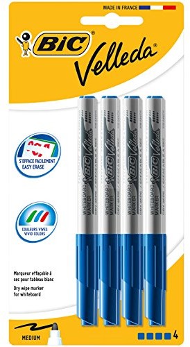 BIC Velleda 1741 felt Pen, na sucho, średni, niebieski, Blister, 4 sztuki 905471