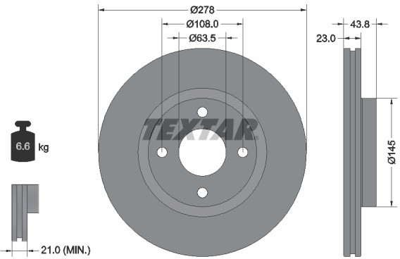 TEXTAR Tarcza hamulcowa 92303203 92303203
