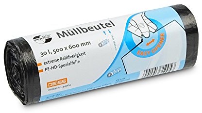 DEISS UNIVERSAL PLUS deiss Universal 44904 worek na śmieci z banderolą z nadrukami, 30 L, 500 X 600 MM, 50 MM na rolce, szare 44904