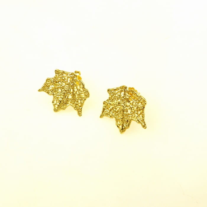 Venus Galeria Kolczyki srebrne - Klon mały na sztyftach pozłacany