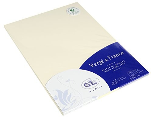 Lalo G. 47216L papier Vergé de France (100 g, DIN A4, 21 x 29,7 cm, 50 arkuszy, kość słoniowa)