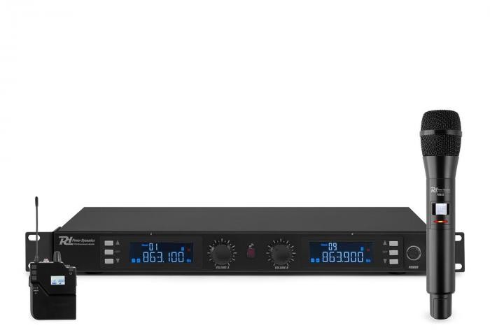 Power Dynamics PD632C 2X, 20-kanałowy bezprzewodowy zestaw mikrofonowy UHF, 1x mikrofon ręczny/1x zestaw słuchawkowy micro Sky-179.012