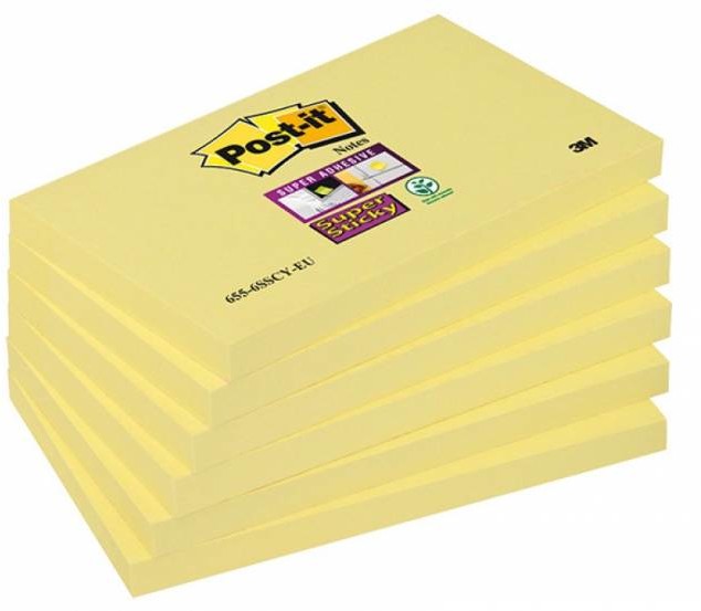 Post-it Bloczek SUPER STICKY żółty 76 X 127 mm 90 kartek X02523 NB-7555
