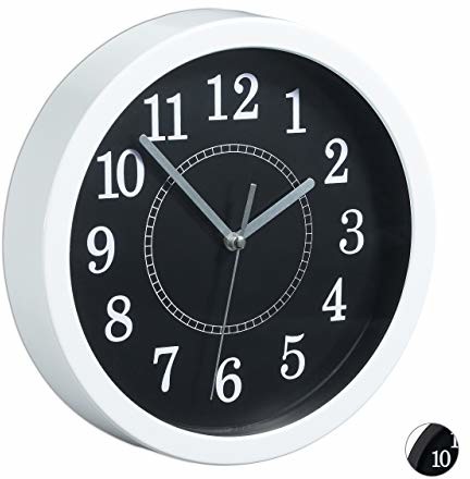Relaxdays zegar ścienny okrągły 20 cm, mały zegar do zawieszenia na ścianie, klasyczny design, zasilanie bateryjne, ze wskazówką sekundową