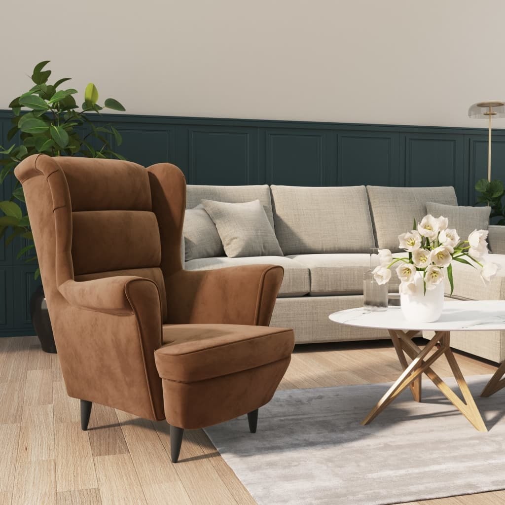 vidaXL Lumarko Fotel brązowy, aksamitny 324067
