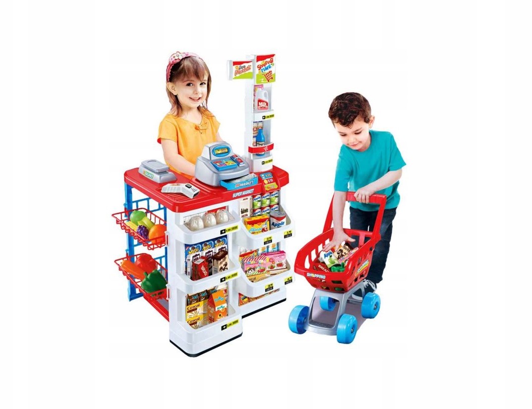 Duży Sklep Supermarket Wózek Na Zakupy Kasa Waga