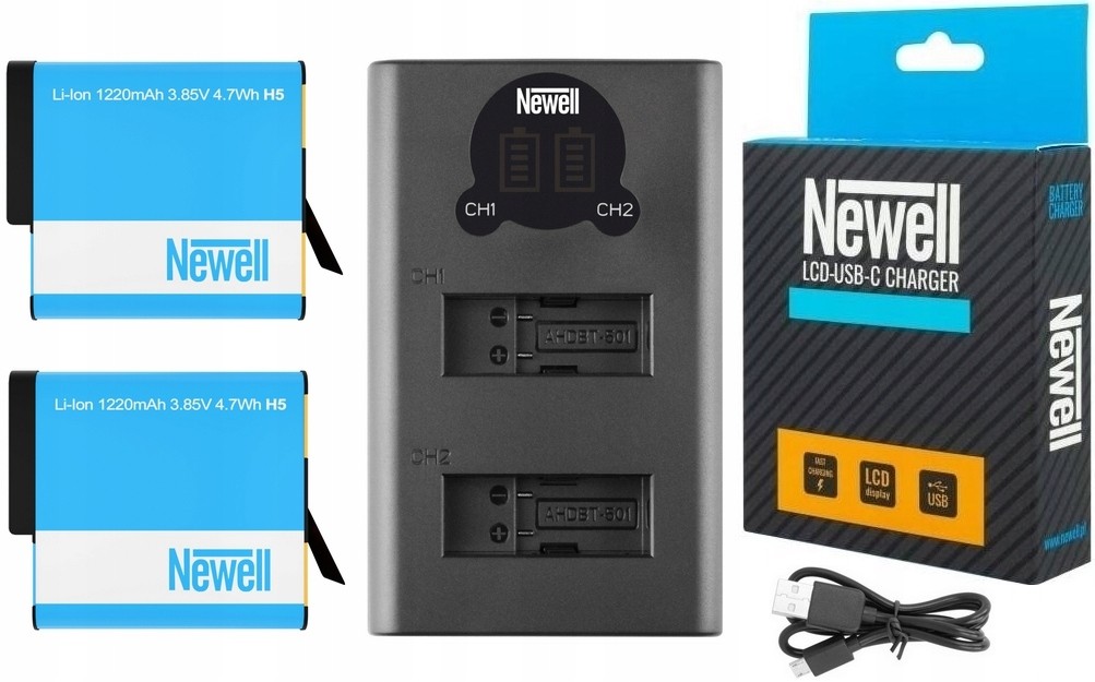 GOPRO Ładowarka LCD+ 2xAKUMULATOR Bateria Hero 7