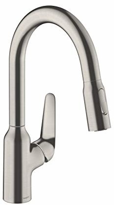 hansgrohe Hansgrohe armatura kuchenna (kran kuchenny obracany o 360°, wyciągana głowica prysznicowa z 2 rodzajami strumienia, wysoki komfort wylotu 180 mm, standardowe przyłącza) wykończenie ze stali nierdzewne