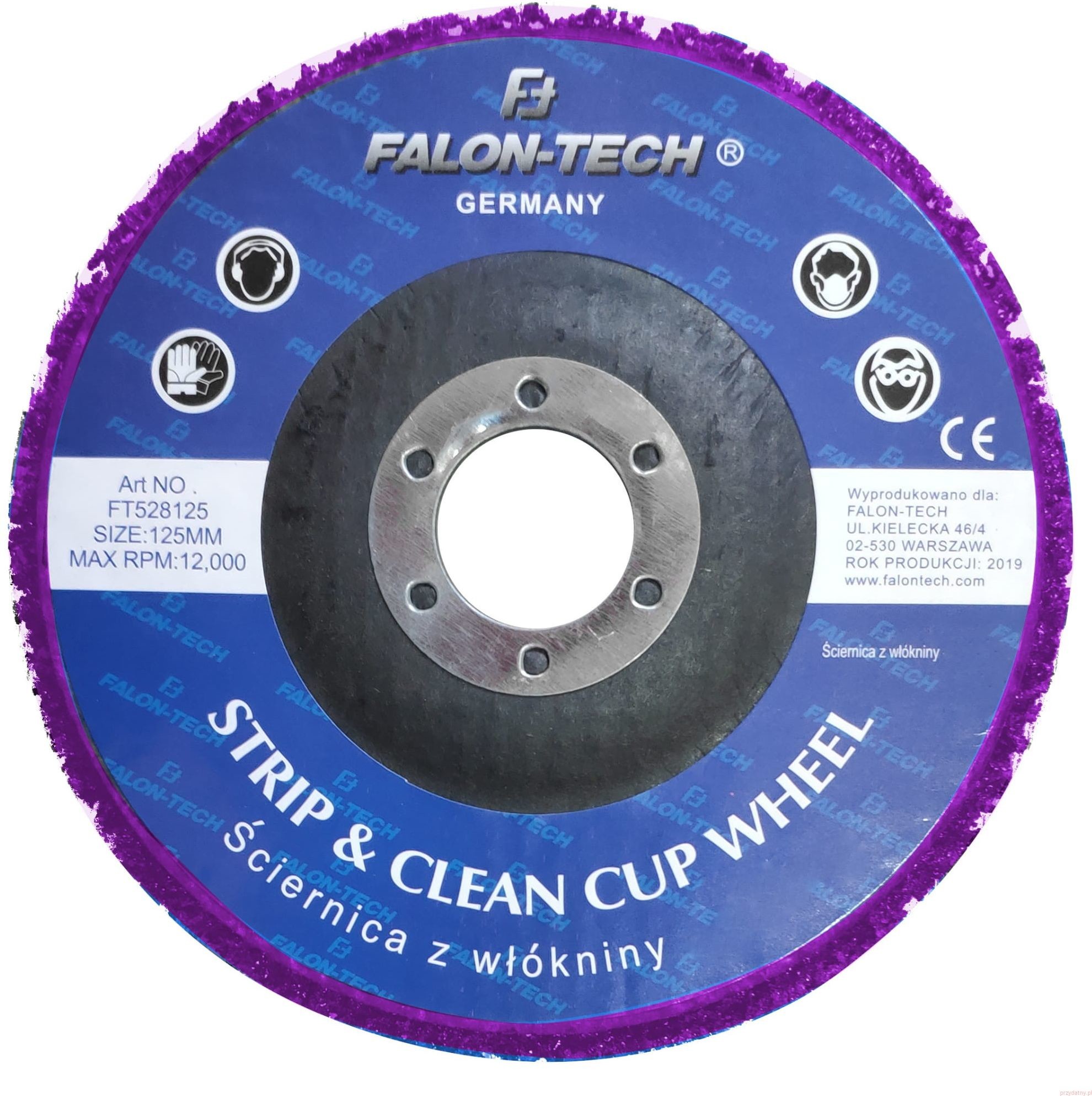 Falon tech Tarcza ściernica z włókniny do stali fioletowa 125mm x 22,2 mm FAL_574