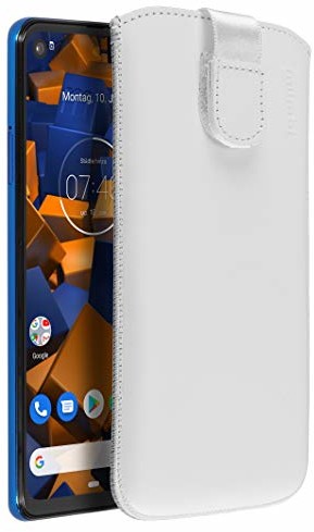 Mumbi Prawdziwe skórzane etui kompatybilne z Samsung Galaxy S20+ etui skórzane Case Wallet, białe leathercase klapp handtasche cover