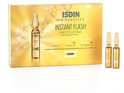 Isdinceutics de ISDIN Isdinceutics Instant Flash (5 ampułek) | Wspomaga natychmiastowe i długotrwałe działanie liftingujące i pomaga w natychmiastowym łagodzeniu zmarszczek i zmarszczek mimicznych