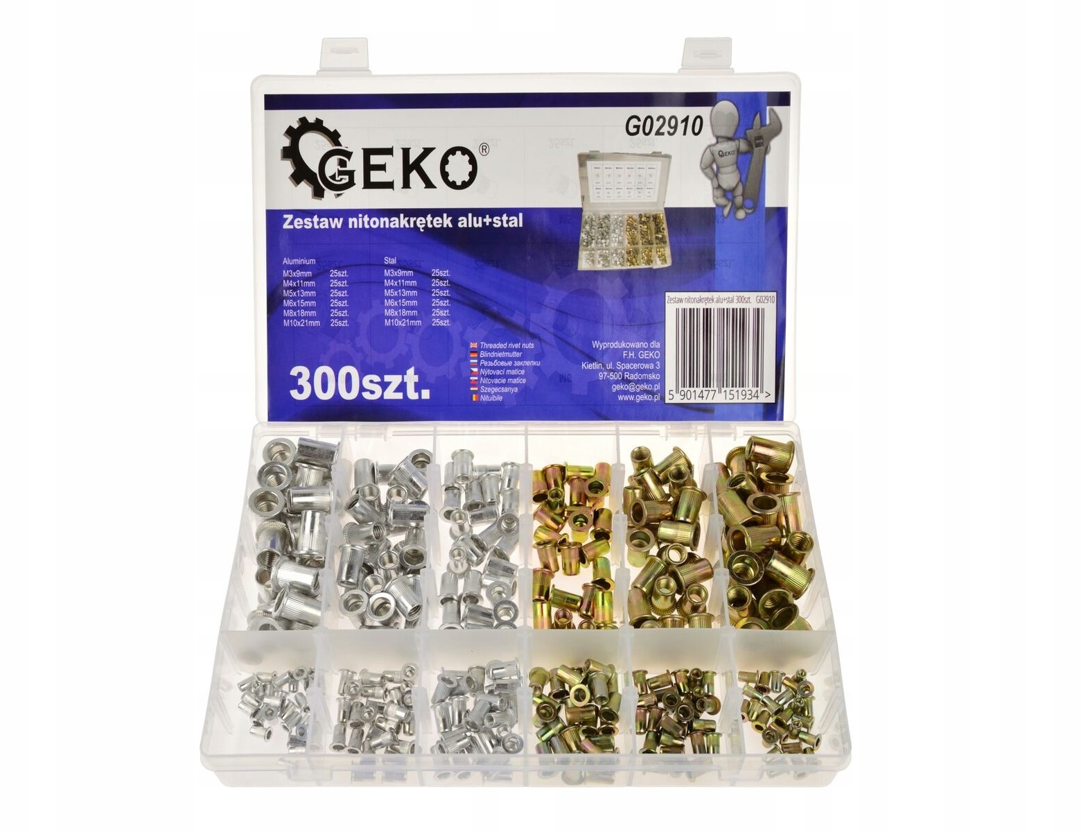 Zestaw Nitonakrętek M3-M10 MIX 300SZT Nitonakrętka