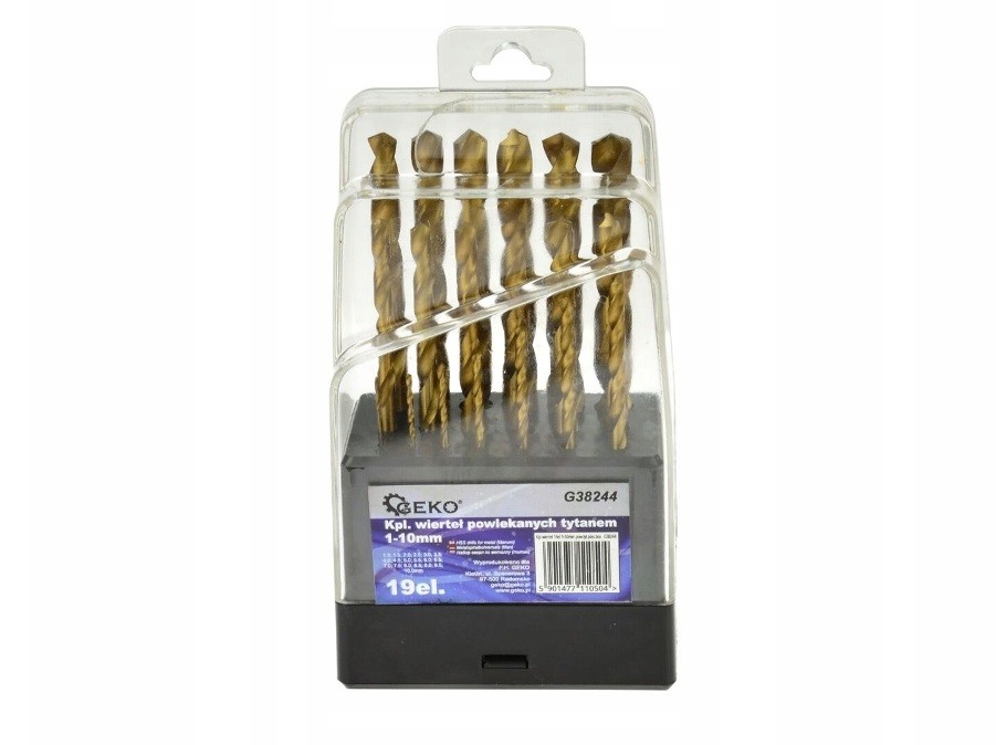 Wiertła Do Metalu 1-10 mm Tytanowe Zestaw 19 Szt