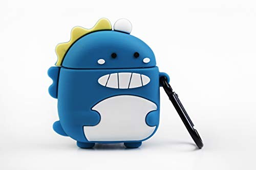 Apple Wondee Global Services Funny Airpods Cases | Silikonowe etui na słuchawki Airpods - Niebieski smok z karabińczykiem zapobiegającym zgubieniu, kompatybilne z Airpods 1 & 2 WFNAIR014