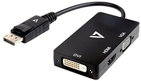 V7 0.3 ft Black DP to VGA M/F 0.1 m DisplayPort VGA + HDMI + DVI Czarny adapter kablowy (0,1 m, DisplayPort, VGA + HDMI + DVI, męski, damski, czarny) V7DP-VGADVIHDMI-1N