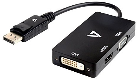 V7 0.3 ft Black DP to VGA M/F 0.1 m DisplayPort VGA + HDMI + DVI Czarny adapter kablowy (0,1 m, DisplayPort, VGA + HDMI + DVI, męski, damski, czarny) V7DP-VGADVIHDMI-1N