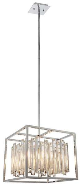Endon Wisząca LAMPA glamour ACADIA 81930 Endon kwadratowa OPRAWA metalowa klatka ZWIS z kryształkami chrom przezroczysta 81930