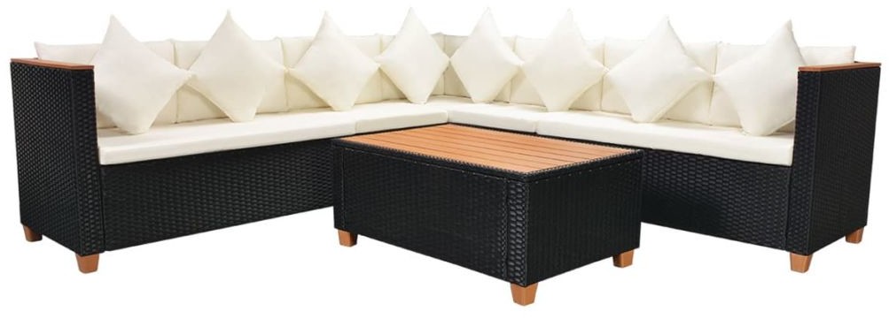 vidaXL Zestaw mebli do ogrodu, 25 części, rattan PE i blat WPC, czarny