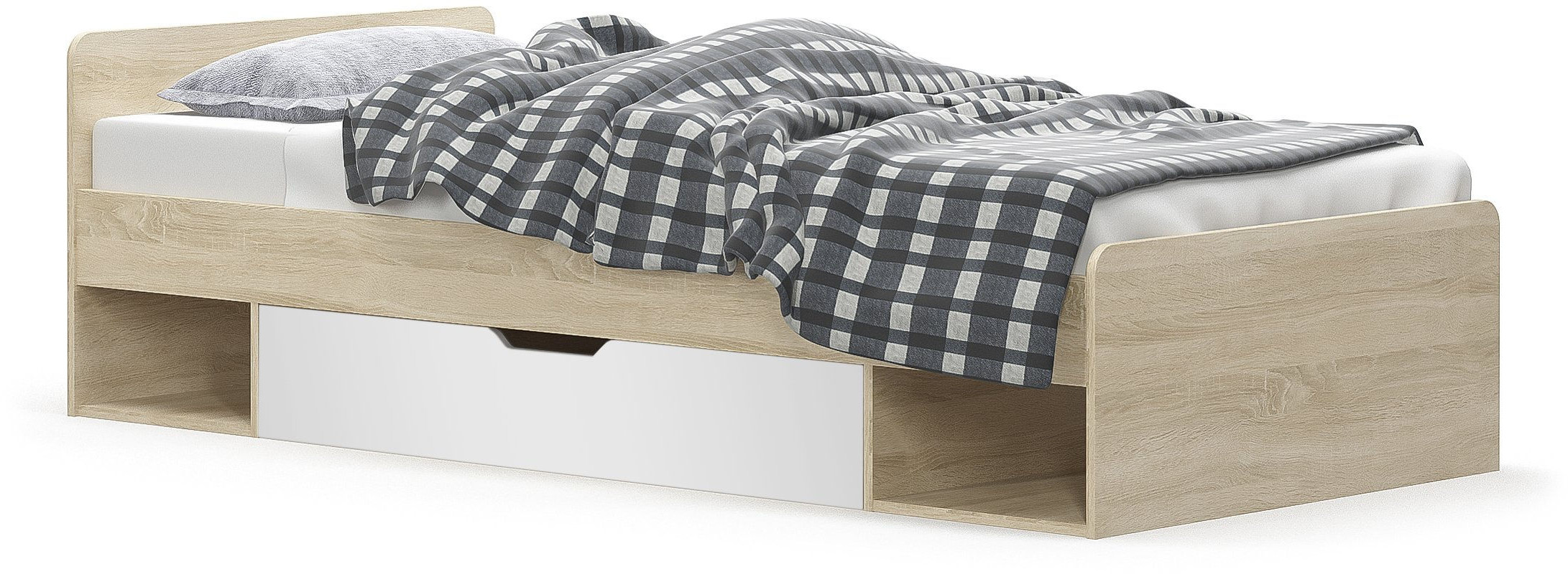 Łóżko Tips 1S/90 Dąb Sonoma / Biały Mat