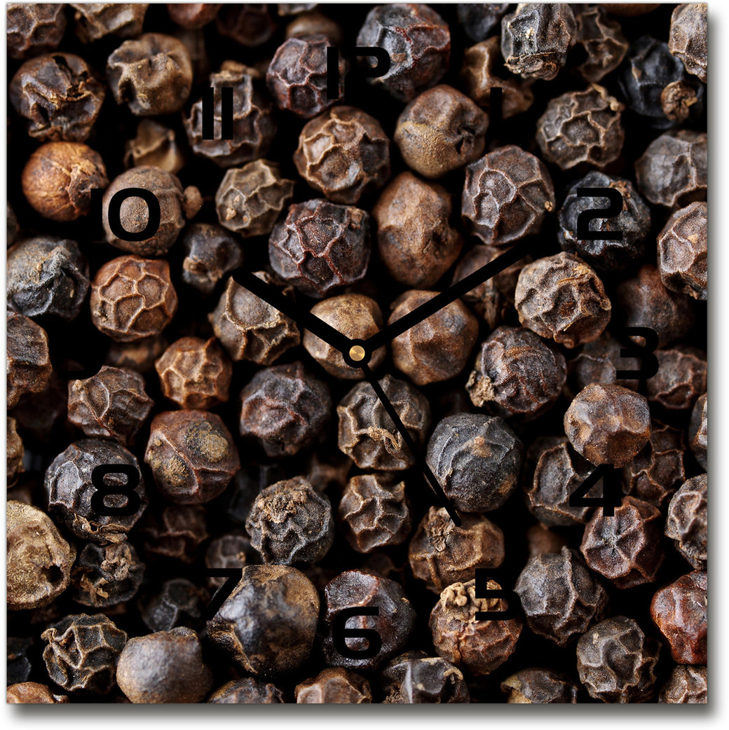 Zegar szklany kwadratowy Ziarna pieprzu