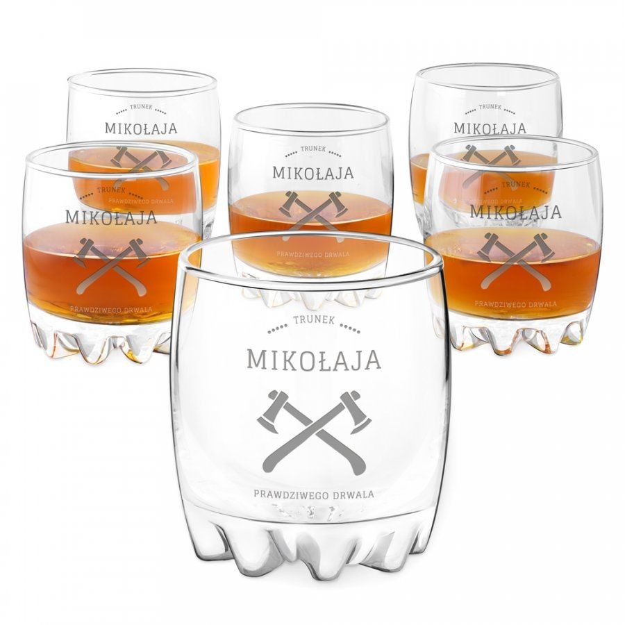 Murrano Szklanki grawerowane sylwana x6 trunek prawdziwego drwala 6xSZS-018