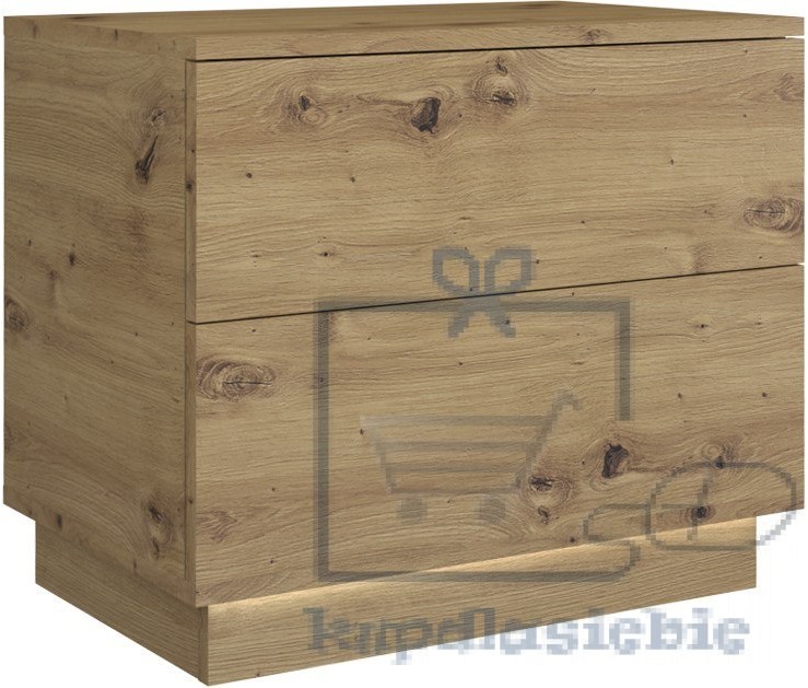Topeshop SZAFKA NOCNA SELA S2 DĄB ARTISAN + LED 2 SZUFLADY
