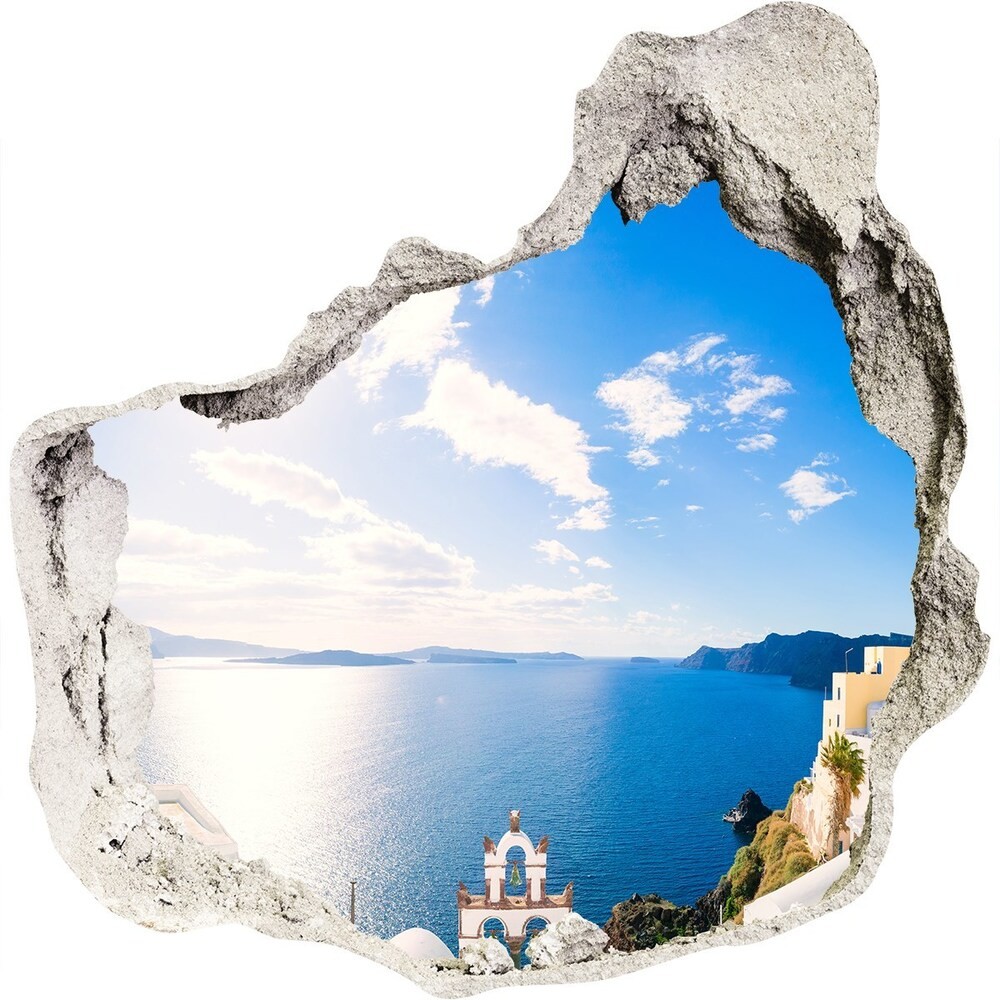 Wallmuralia.pl Dziura 3d w ścianie naklejka Santorini Grecja